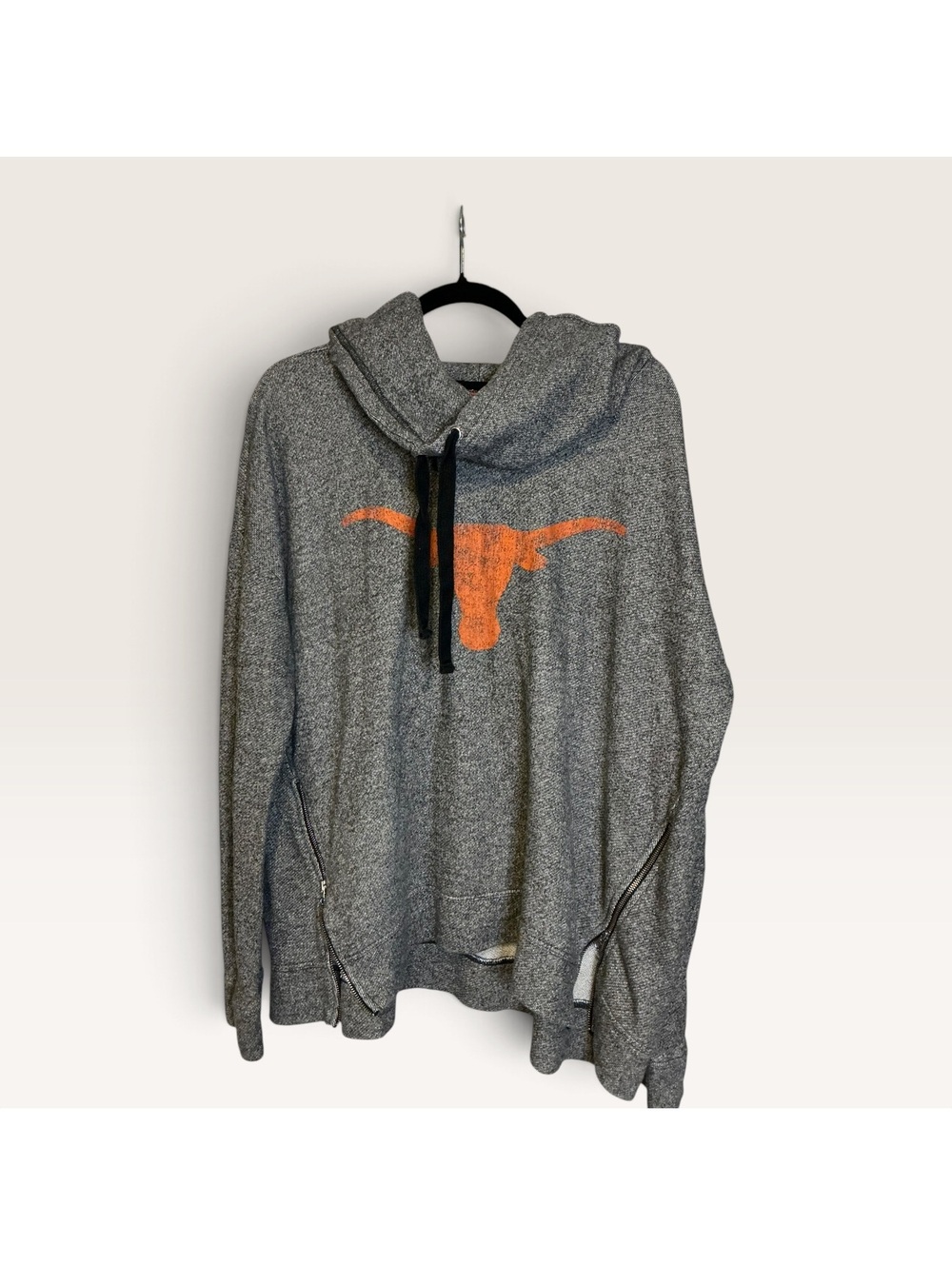 Women's We Are Texas Gray Hoodie with Orange Longhorn Logo,